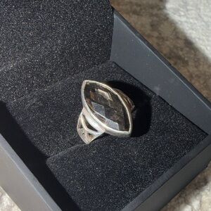 Elegant Silver and Black Gemstone Ring